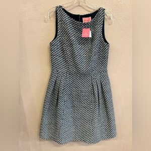 NWT Kate Spade Nautical Tweed Dress Blue White Peplum Size 6